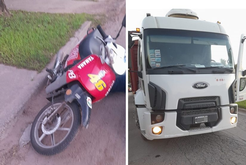 Trágico accidente en Bragado Muere motociclista al chocar con camión.
